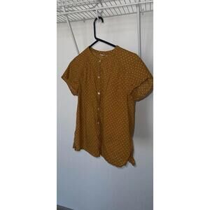 Old Navy Mustard Yellow Polka Dot Short Sleeve Shirt M